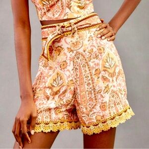 Anthropologie Let Me Be Boho Paisley Belted Shorts | XS